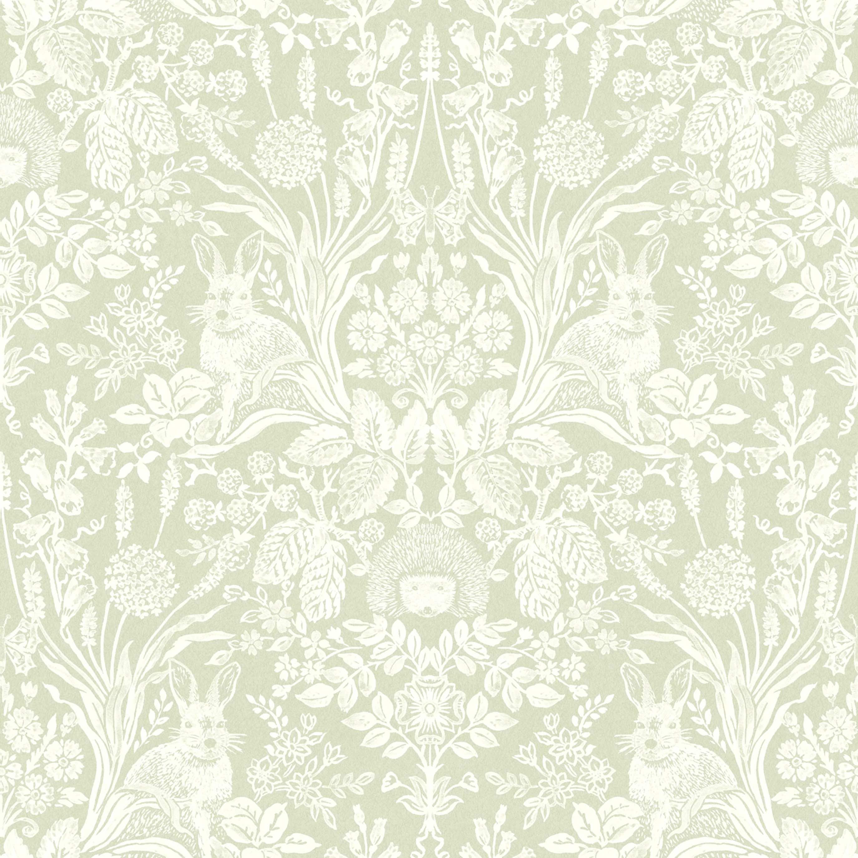Woodland Damask Unpasted Wallpaper – 396in x 20.8in