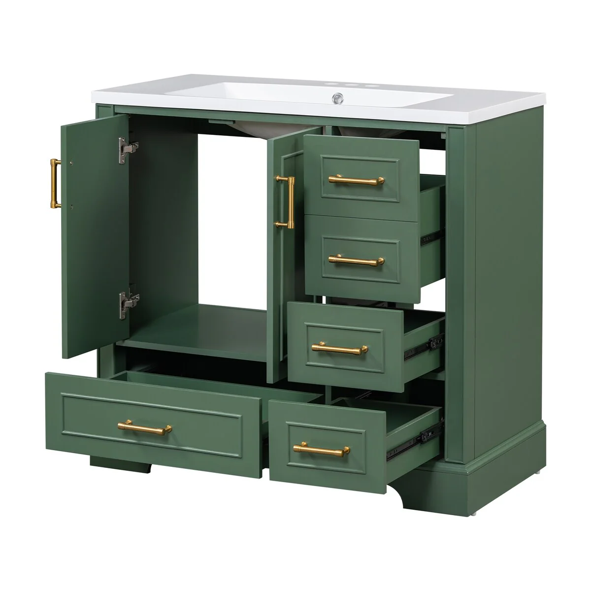 Bathroom Cabinet with Two Doors and Four Drawers