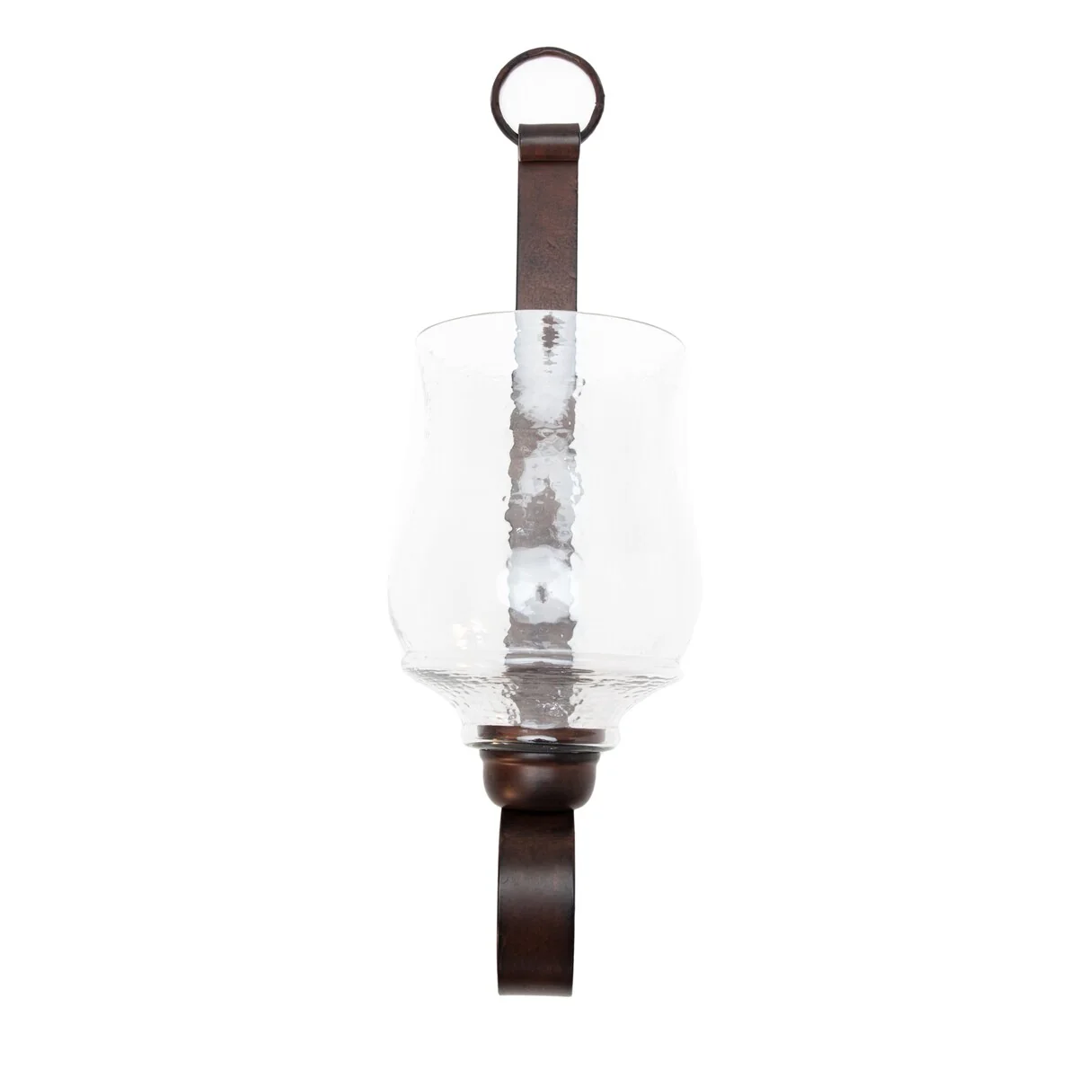 Dark Bronze Iron Loop Sconce with Hammered Globe - 9x9x29