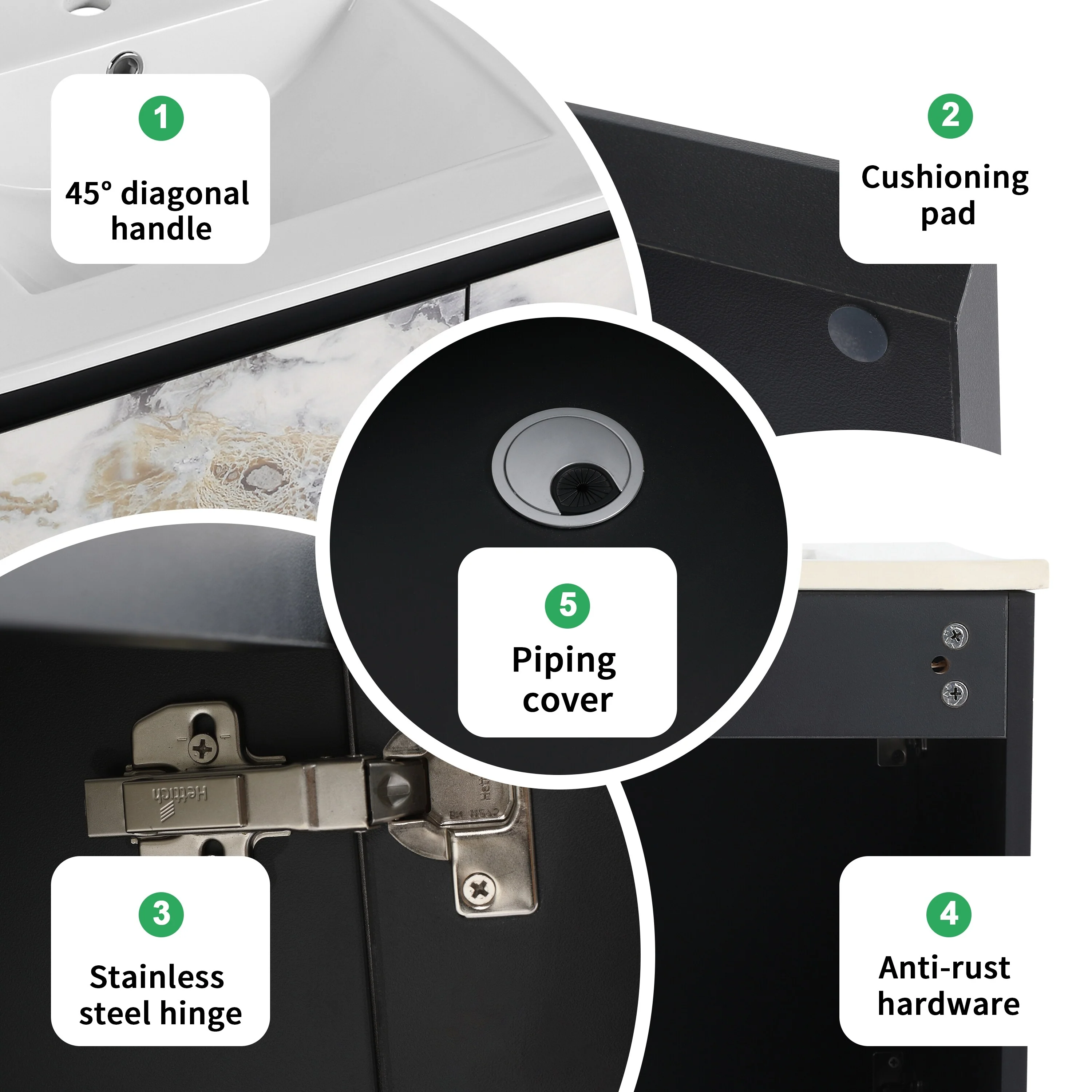 BNK 24/30/48 Inch Double Sink Bathroom Vanity with Soft Close Door