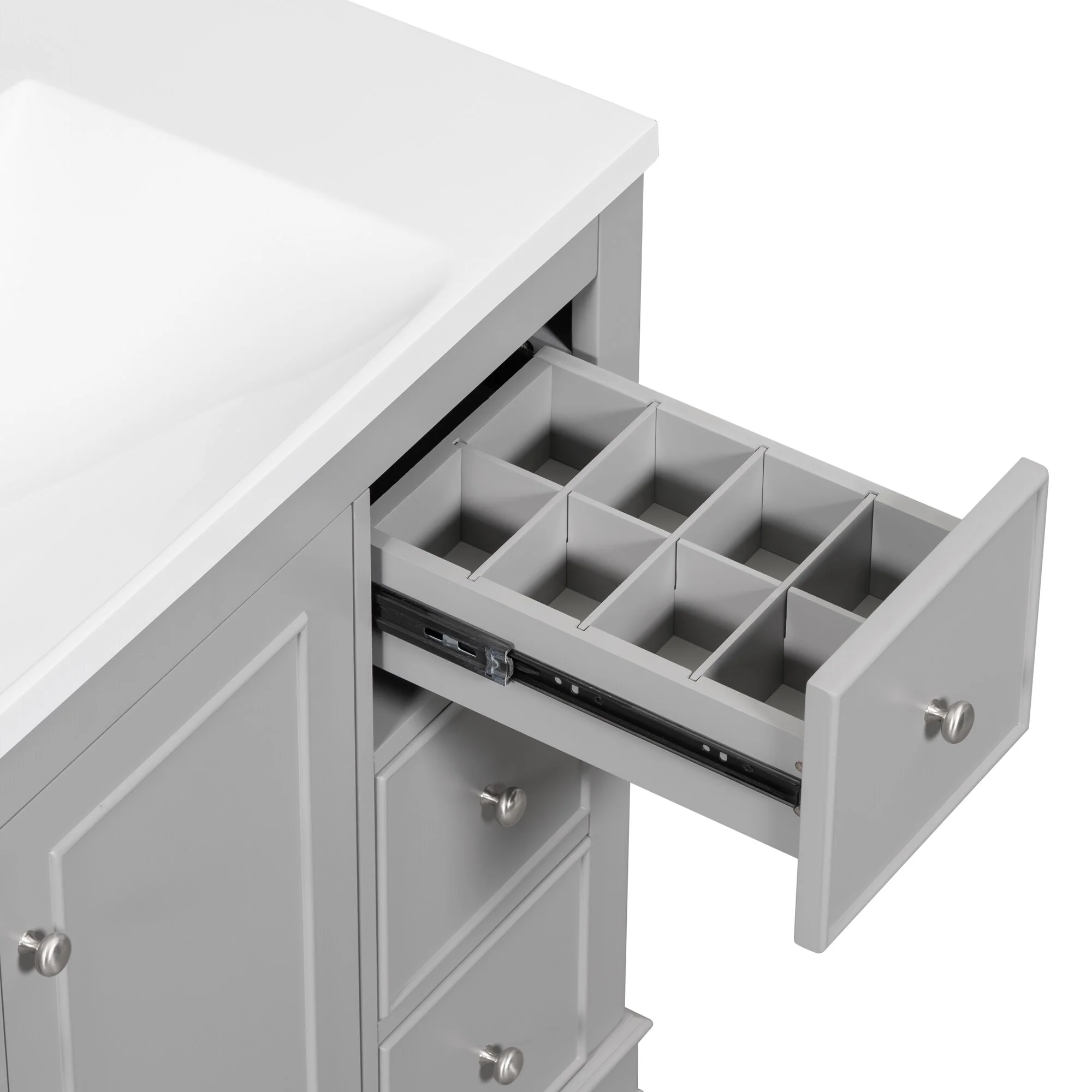 Bathroom Vanity with Sink, Bathroom Vanity Cabinet with 4 Drawers and 1 Door, Storage Cabinet with Adjustable Shelves