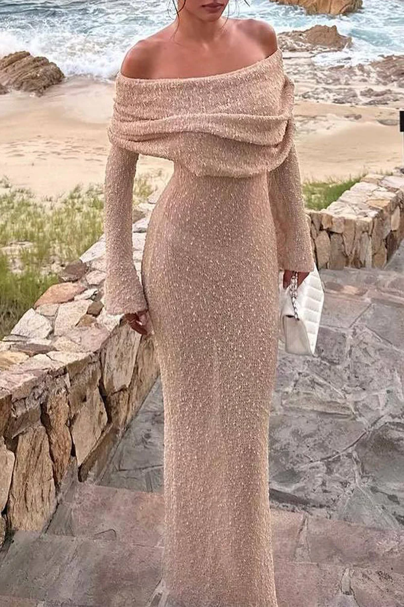 Sexy Hollow Out See-Through Off Shoulder One Step Skirt Dresses(3 Colors) - Deanwangkt