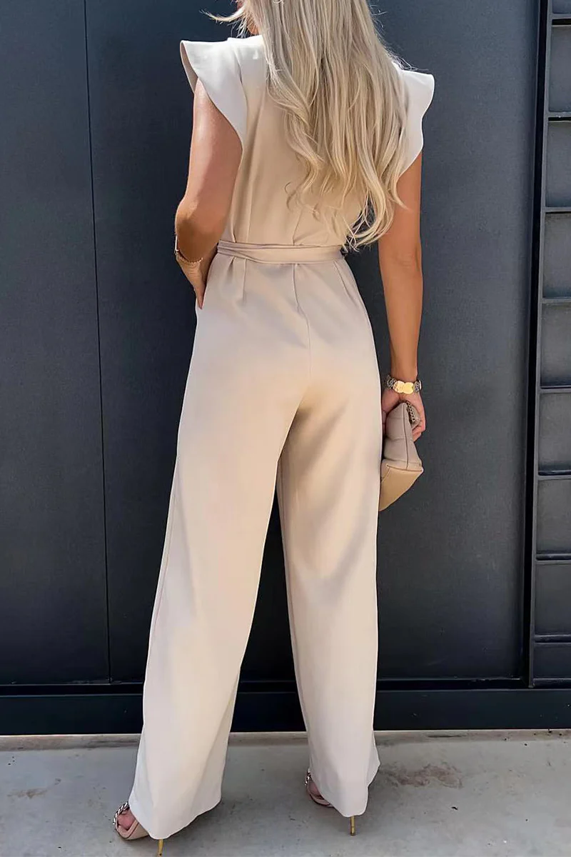 Casual Solid Flounce O Neck Straight Jumpsuits(3 colors) - Deanwangkt
