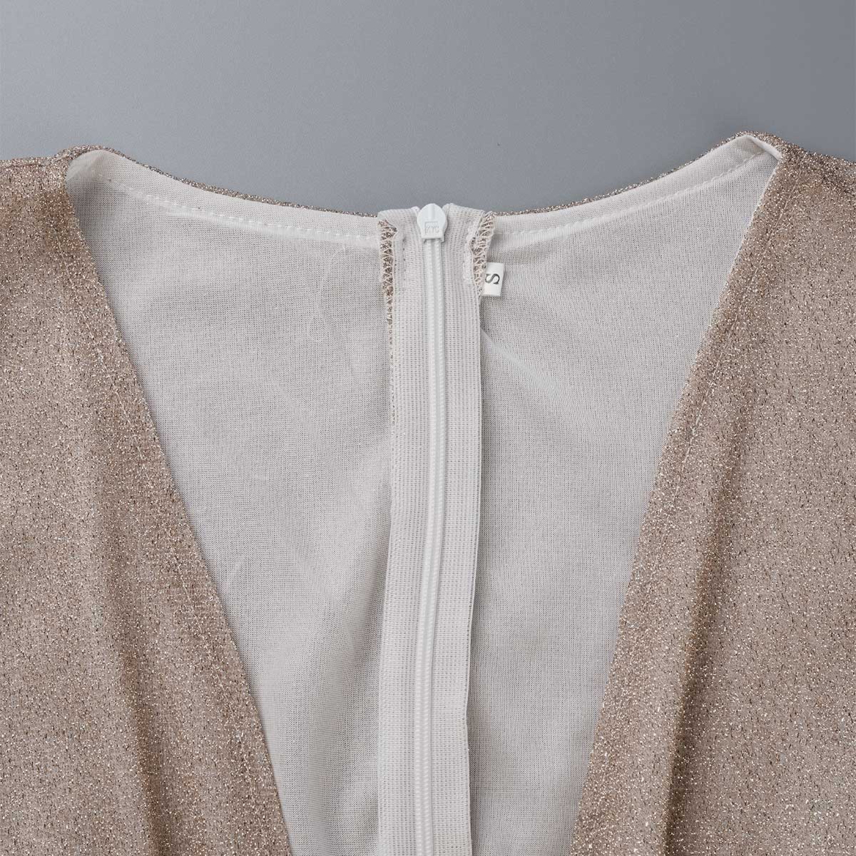 Fashion Elegant Solid Patchwork Fold V Neck Evening Dress Dresses(4 Colors) - Deanwangkt