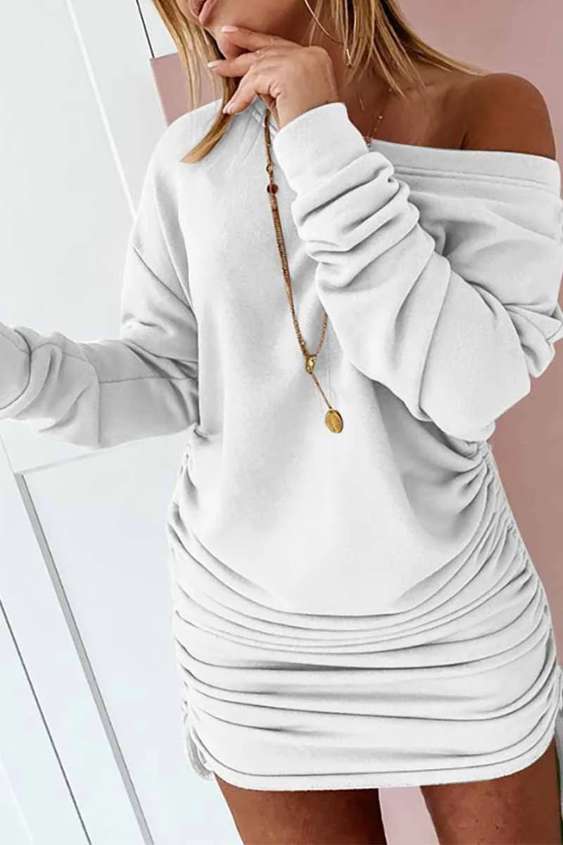 Florcoo Strapless Drawstring Pleated Solid Color Mini Dress(3 Colors) - Deanwangkt