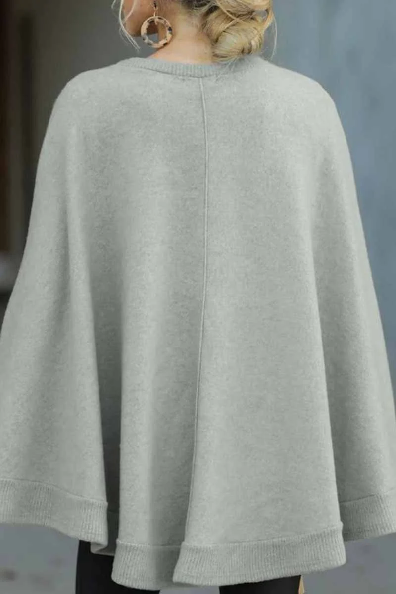 Florcoo Cape Loose Crew Neck Tops - Deanwangkt