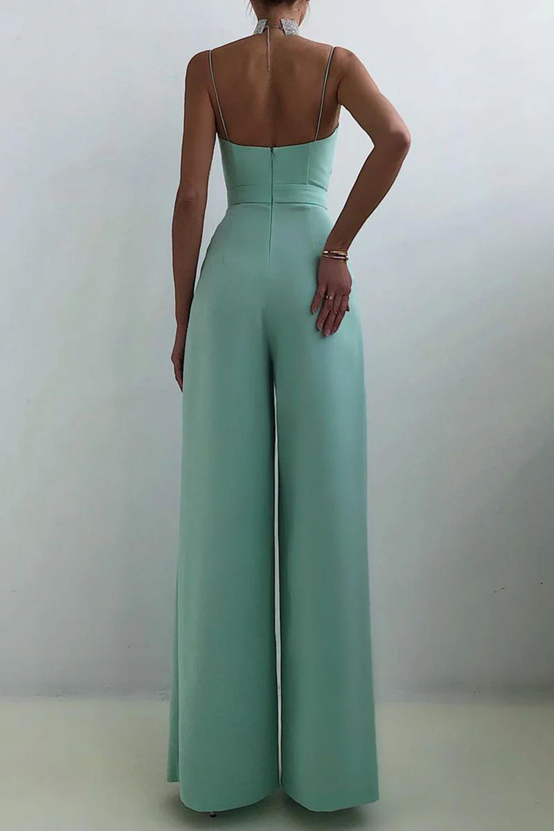 Fashion Casual Solid Patchwork V Neck Loose Jumpsuits(6 Colors) - Deanwangkt