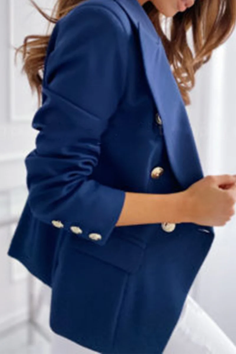 Elegant Solid Split Joint Buttons Turn-back Collar Outerwear(5 colors) - Deanwangkt