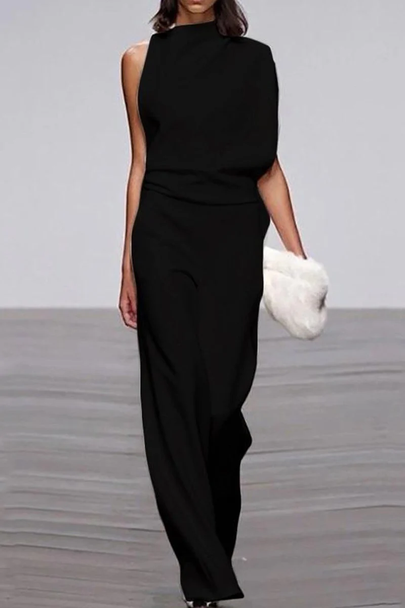 Casual Solid Patchwork Half A Turtleneck Boot Cut Jumpsuits(12 Colors) - Deanwangkt