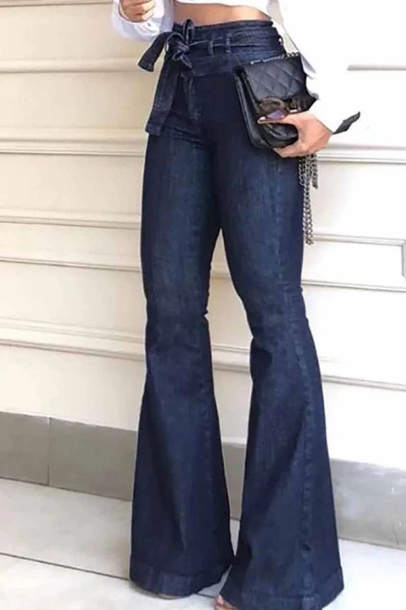Florcoo Denim High Waist Bell-Bottom Jeans - Deanwangkt