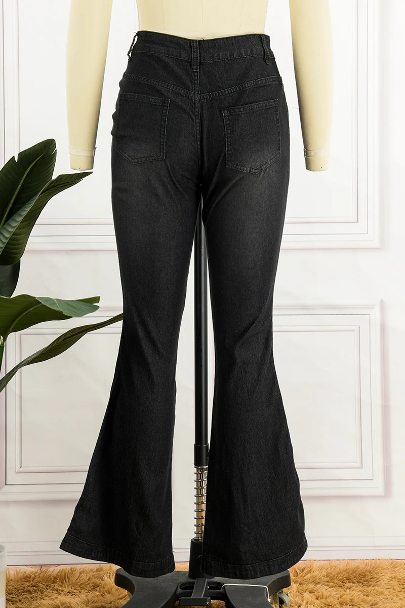 Casual Solid Patchwork Boot Cut Denim Jeans(3 Colors) - Deanwangkt