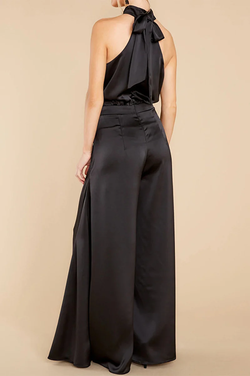 Fashion Casual Solid Patchwork Halter Loose Jumpsuits(5 Colors) - Deanwangkt