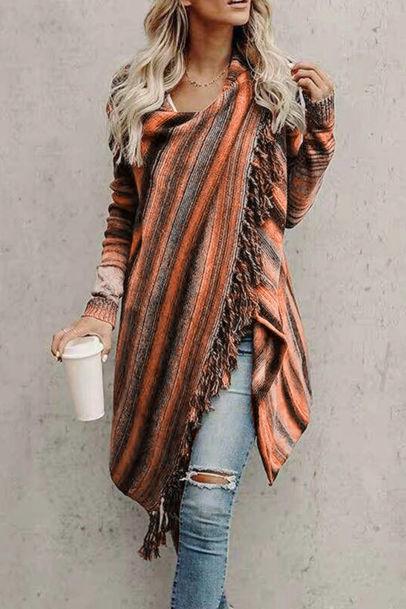 Florcoo Striped Shawl Sweater 2 Styles - Deanwangkt