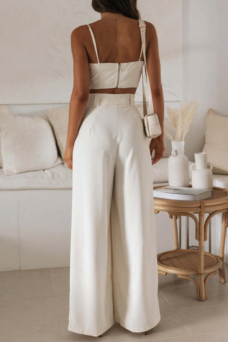 Sexy Solid Pocket Fold Strapless Sleeveless Two Pieces - Deanwangkt