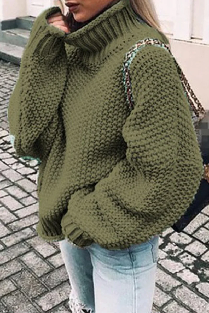 Fashion Casual Solid Patchwork Turtleneck Sweaters(14 Colors) - Deanwangkt