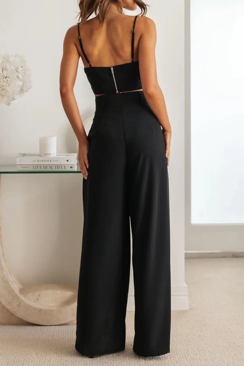 Sexy Solid Pocket Fold Strapless Sleeveless Two Pieces - Deanwangkt