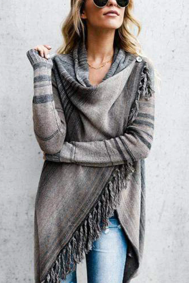 Florcoo Striped Shawl Sweater 2 Styles - Deanwangkt