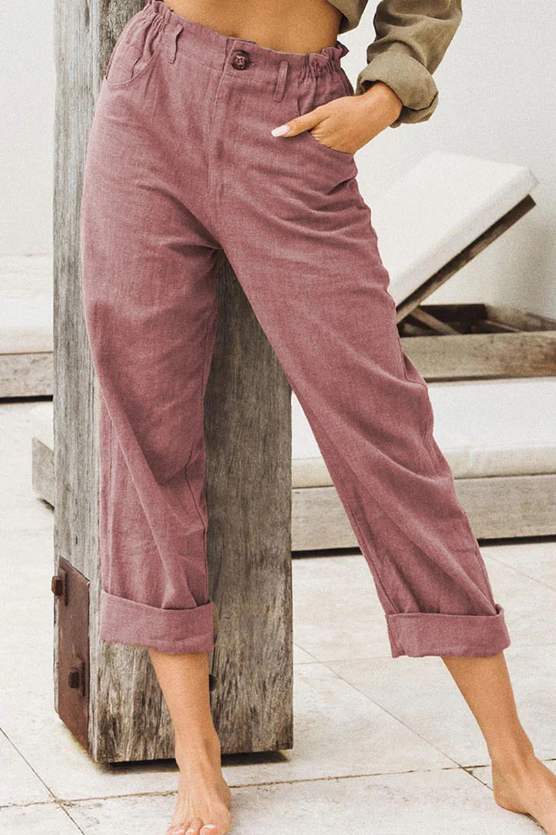 Fashion Casual Solid Patchwork Straight High Waist Bottoms(4 Colors) - Deanwangkt