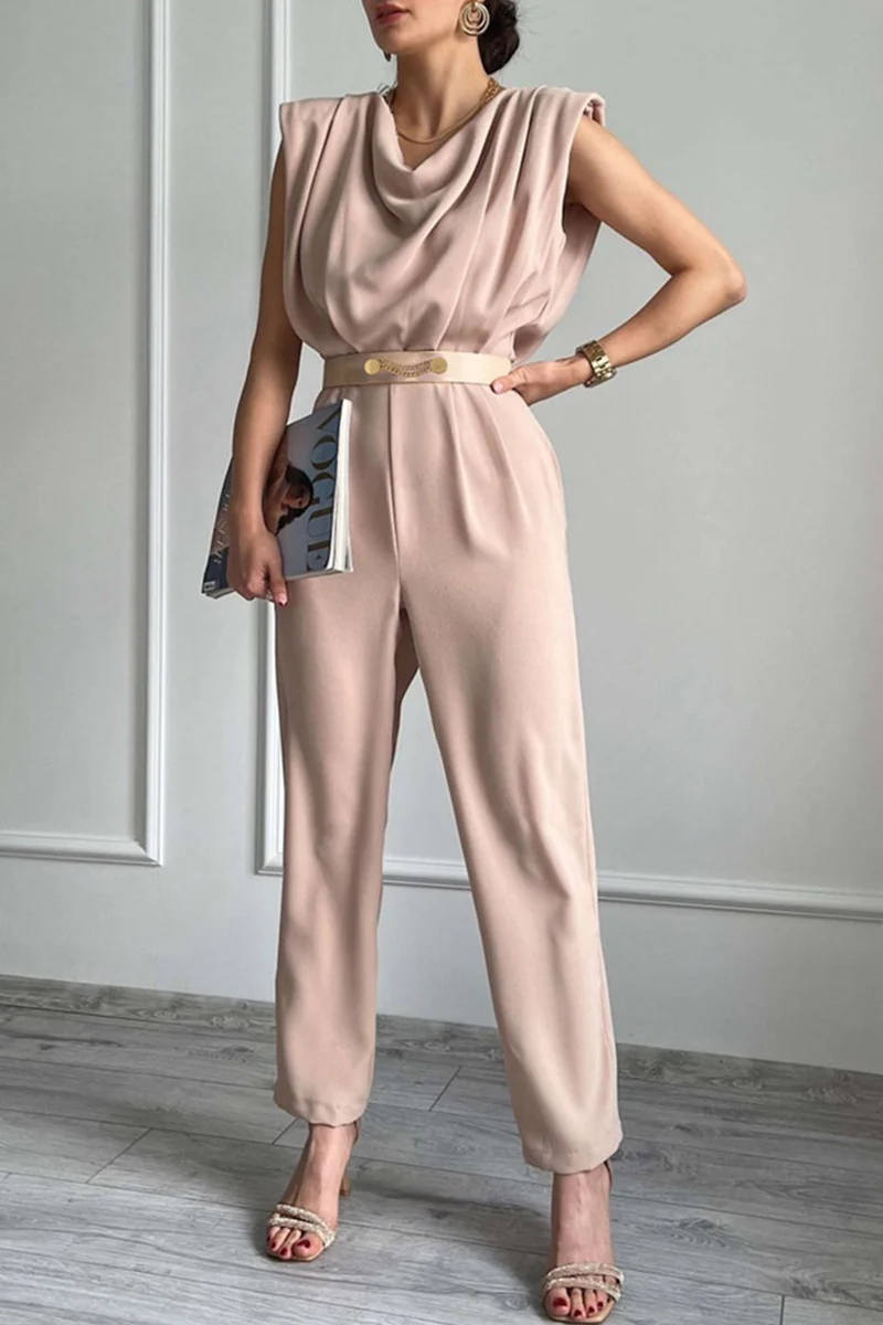 Street Solid Patchwork U Neck Regular Jumpsuits(3 Colors) - Deanwangkt