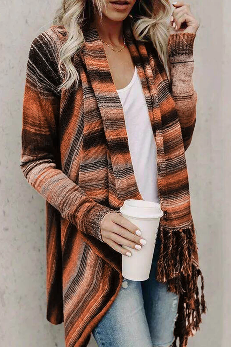 Florcoo Striped Shawl Sweater 2 Styles - Deanwangkt