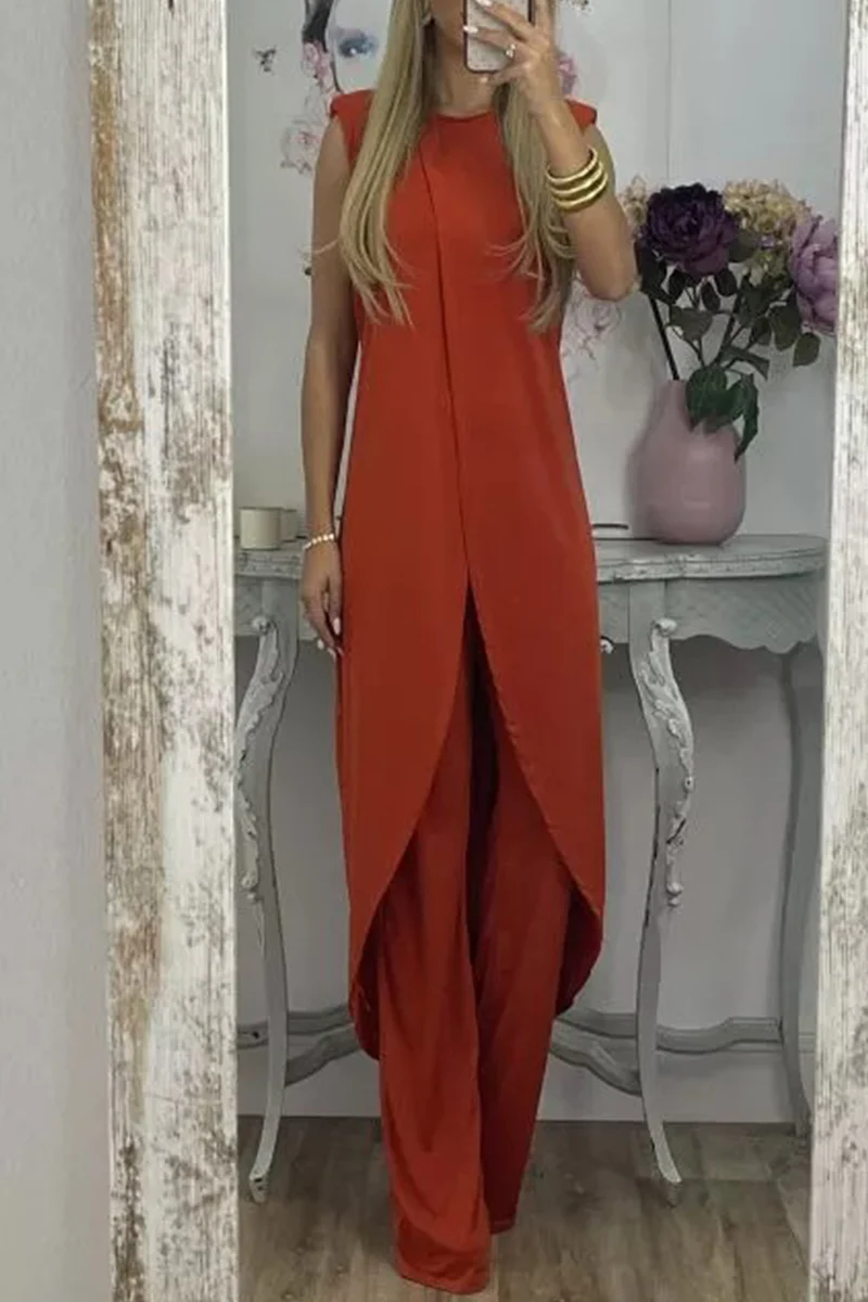 Casual Solid Asymmetrical O Neck Sleeveless Two Pieces(7 Colors) - Deanwangkt