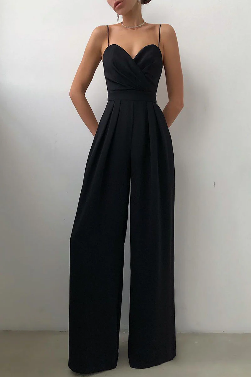 Fashion Casual Solid Patchwork V Neck Loose Jumpsuits(6 Colors) - Deanwangkt