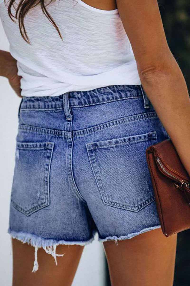 Florcoo Ripped & Repaired Denim Skorts - Deanwangkt
