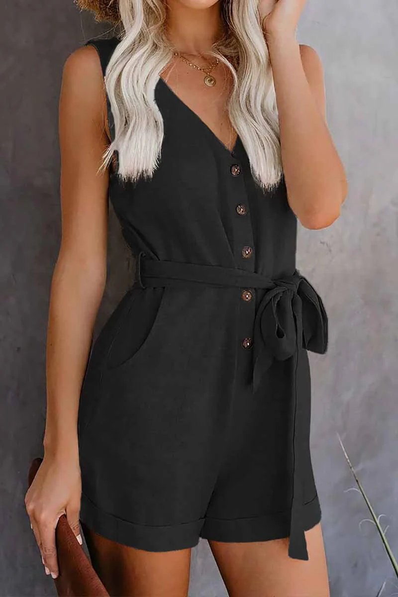 Florcoo Summer Leisure V-neck Bow Rompers - Deanwangkt