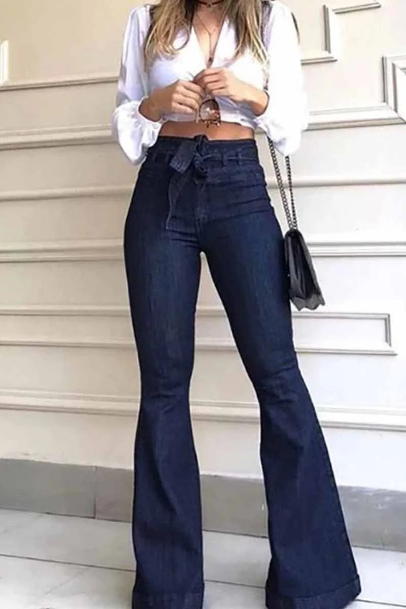 Florcoo Denim High Waist Bell-Bottom Jeans - Deanwangkt