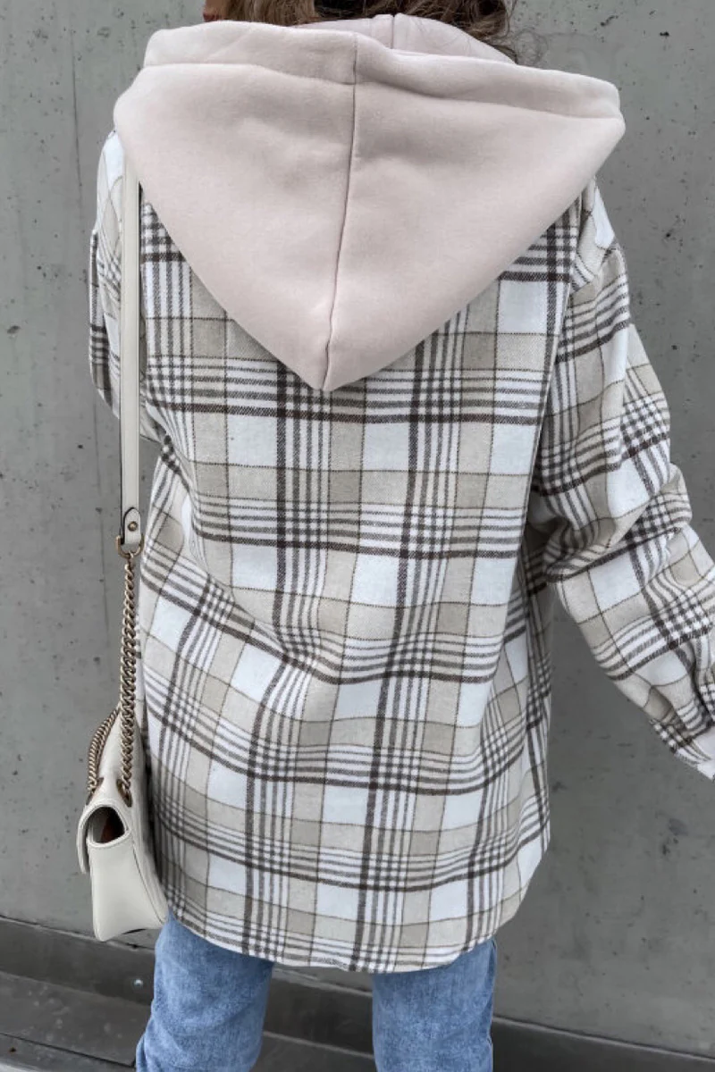 Fashion Casual Plaid Contrast Turndown Collar Outerwear - Deanwangkt
