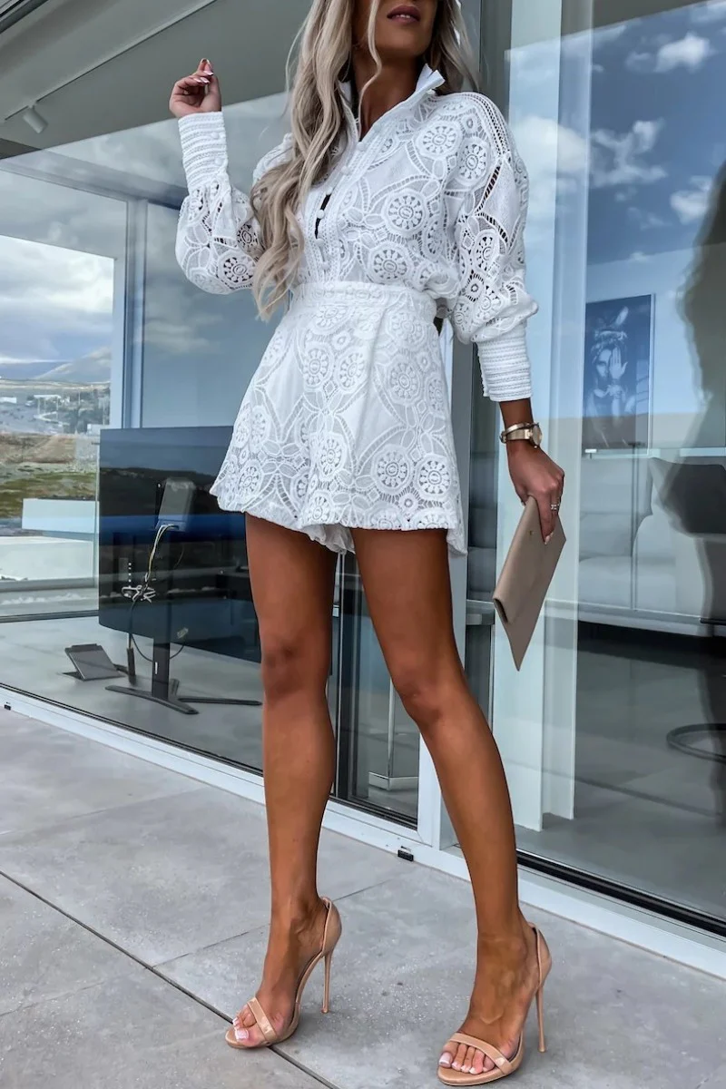 Casual Solid Buckle Mandarin Collar Long Sleeve Two Pieces(3 Colors) - Deanwangkt