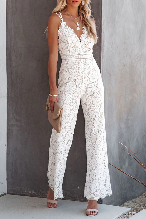 Fashion Street Solid Patchwork Backless V Neck Straight Jumpsuits(3 Colors) - Deanwangkt