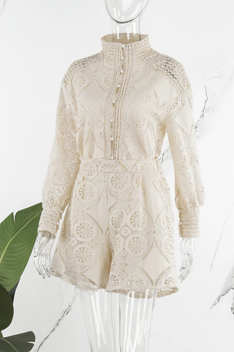 Casual Solid Buckle Mandarin Collar Long Sleeve Two Pieces(3 Colors) - Deanwangkt