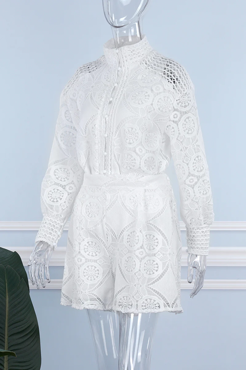 Casual Solid Buckle Mandarin Collar Long Sleeve Two Pieces(3 Colors) - Deanwangkt