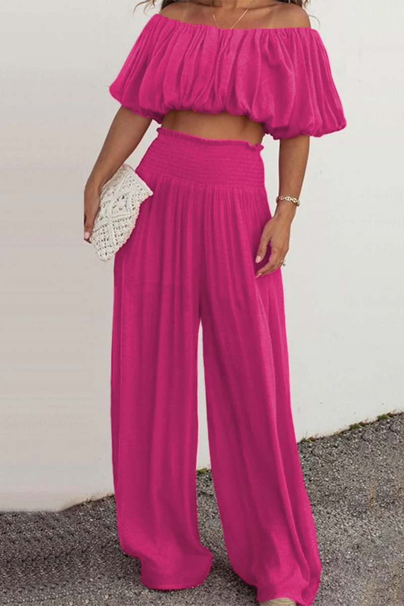 Casual Daily Solid Patchwork Off the Shoulder Short Sleeve Two Pieces(3 Colors) - Deanwangkt