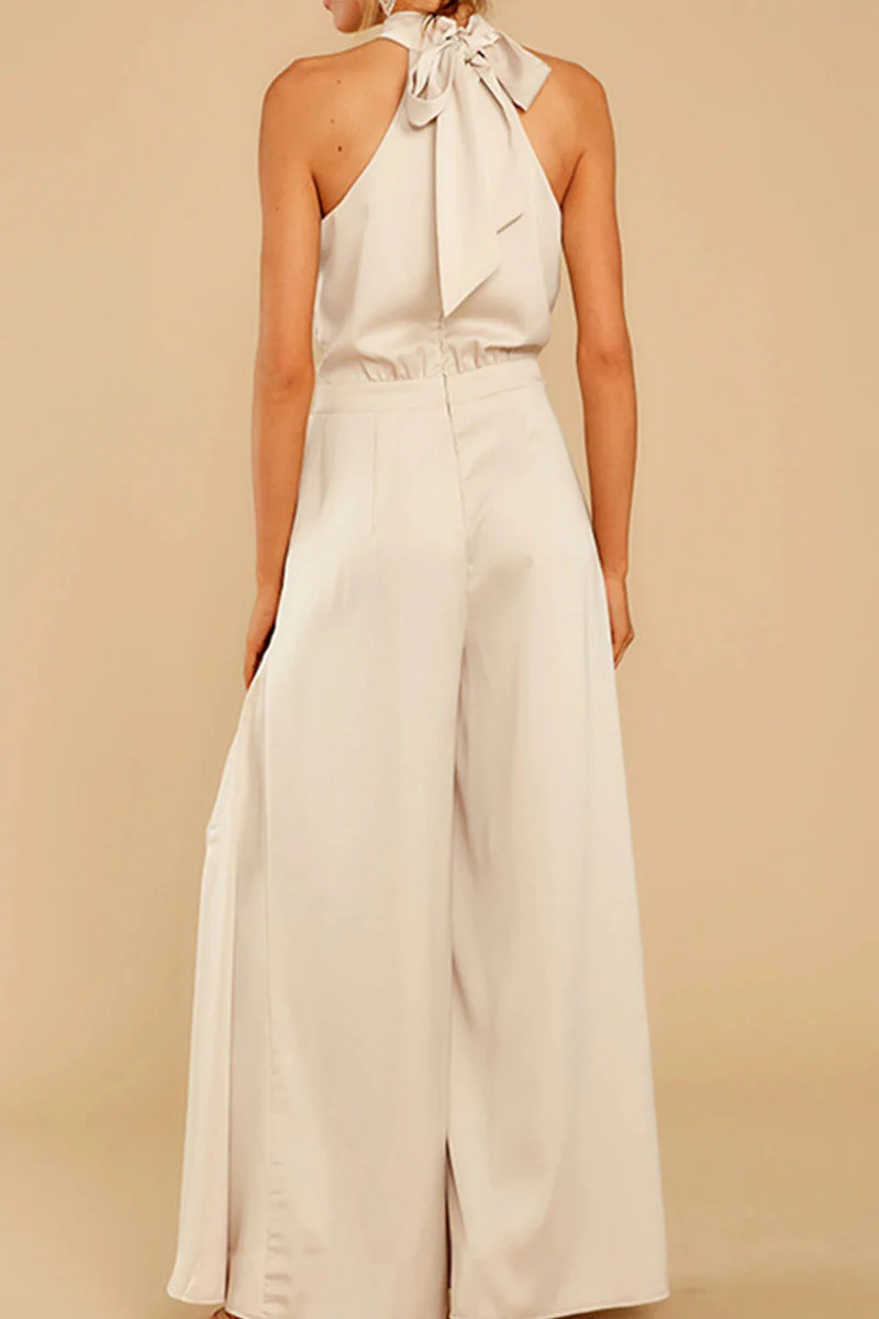 Fashion Casual Solid Patchwork Halter Loose Jumpsuits(5 Colors) - Deanwangkt