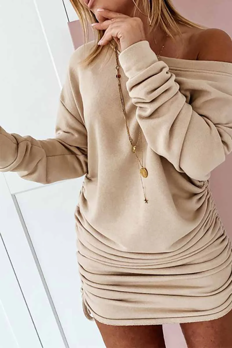 Florcoo Strapless Drawstring Pleated Solid Color Mini Dress(3 Colors) - Deanwangkt