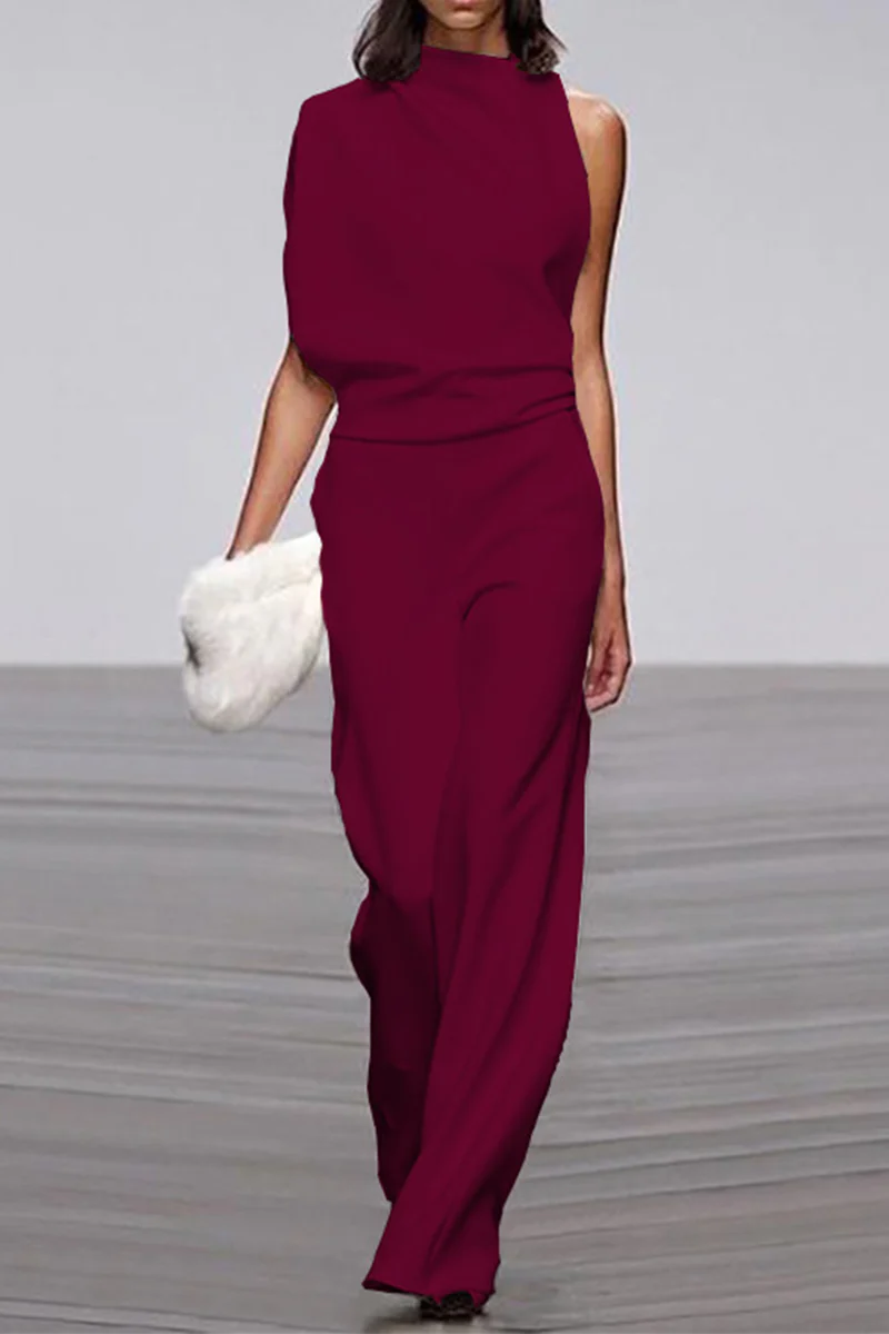 Casual Solid Patchwork Half A Turtleneck Boot Cut Jumpsuits(12 Colors) - Deanwangkt