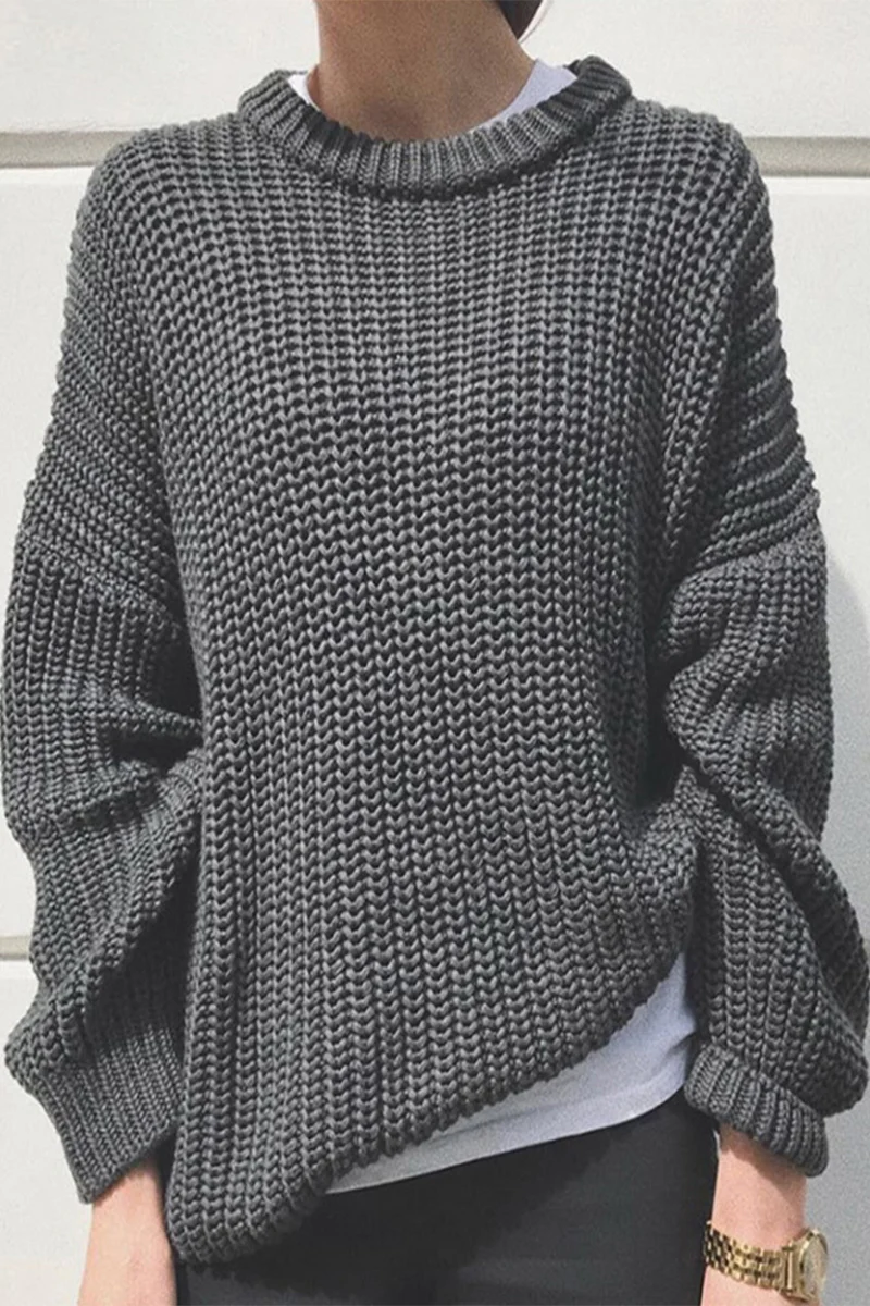 Casual Solid O Neck Sweaters(5 Colors) - Deanwangkt