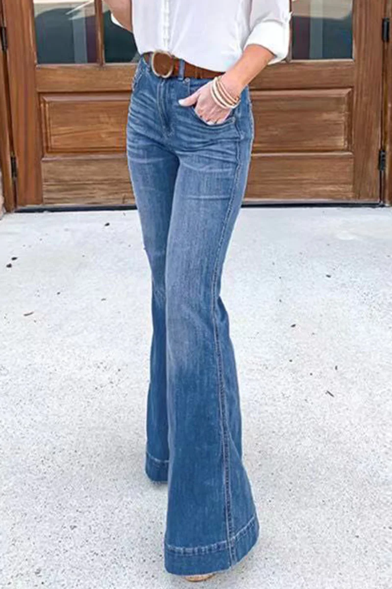 Casual Solid Patchwork Boot Cut Denim Jeans(3 Colors) - Deanwangkt