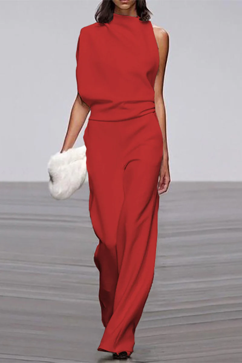 Casual Solid Patchwork Half A Turtleneck Boot Cut Jumpsuits(12 Colors) - Deanwangkt