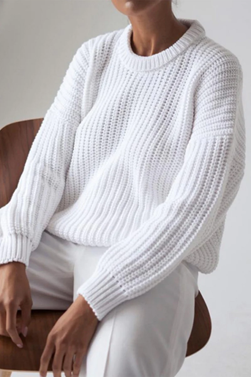 Casual Solid O Neck Sweaters(5 Colors) - Deanwangkt