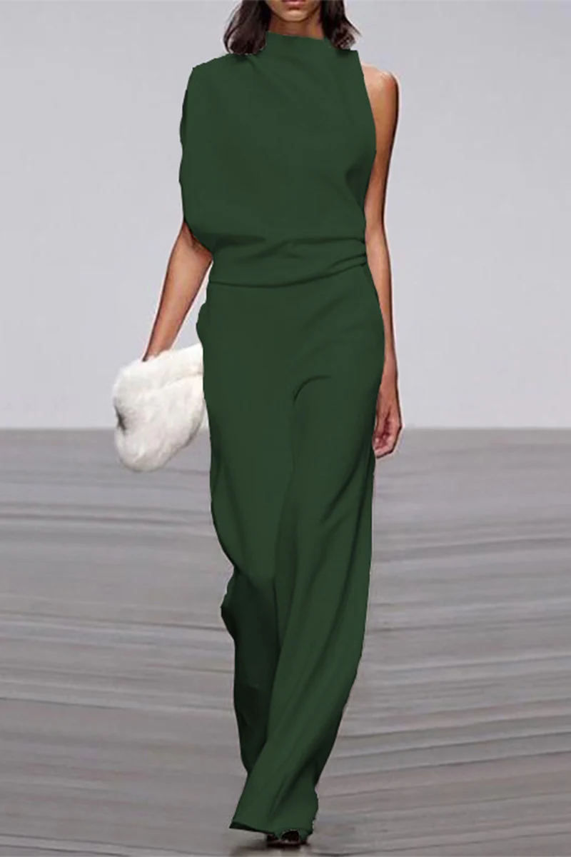 Casual Solid Patchwork Half A Turtleneck Boot Cut Jumpsuits(12 Colors) - Deanwangkt