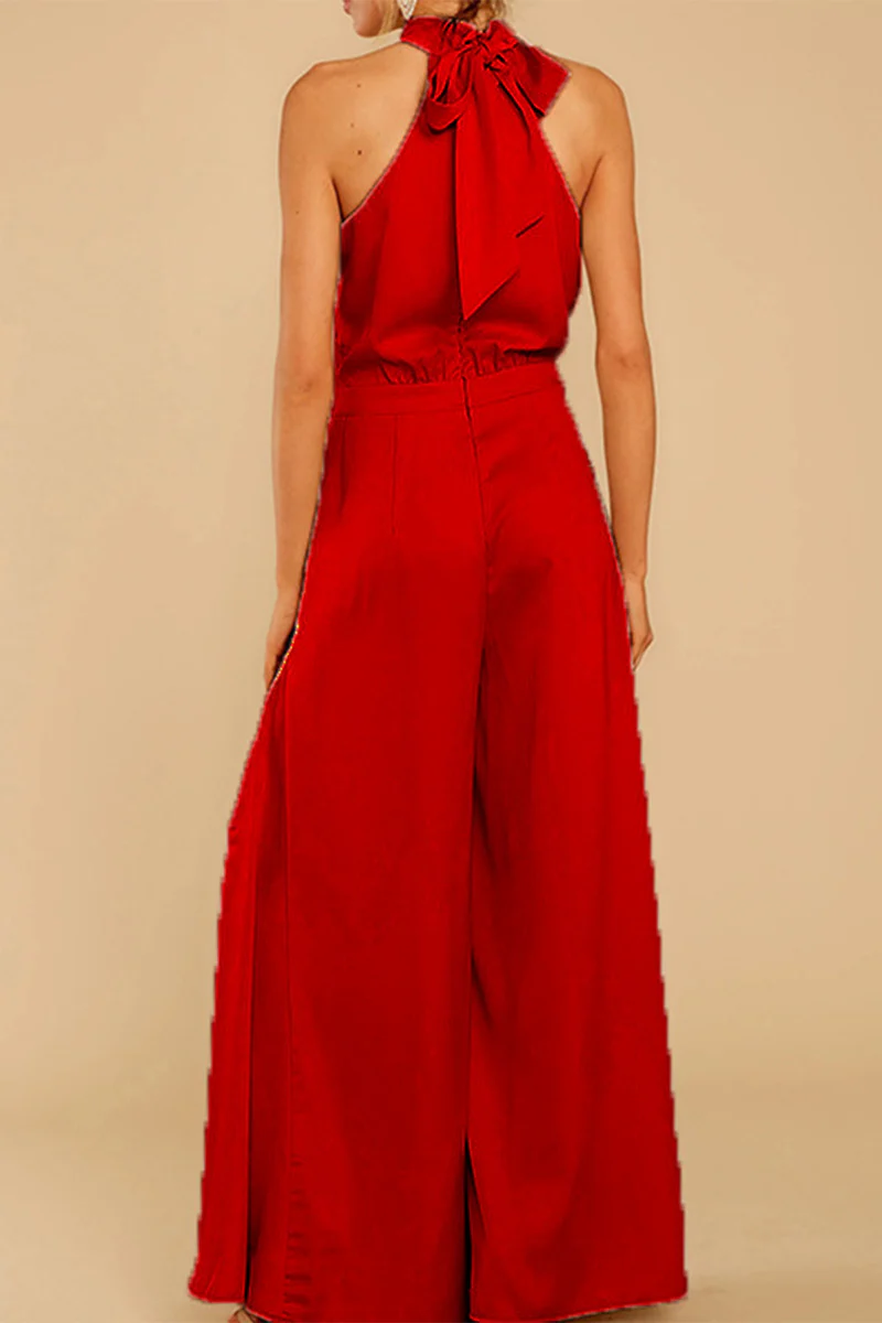 Fashion Casual Solid Patchwork Halter Loose Jumpsuits(5 Colors) - Deanwangkt