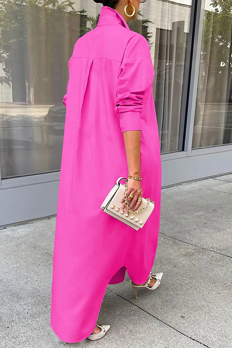 Casual Buttons Long Sleeve Shirt Dress Dresses(5 Colors) - Deanwangkt