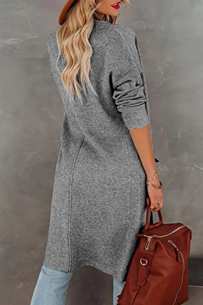 Elegant College Solid Pocket V Neck Outerwear(4 Colors) - Deanwangkt