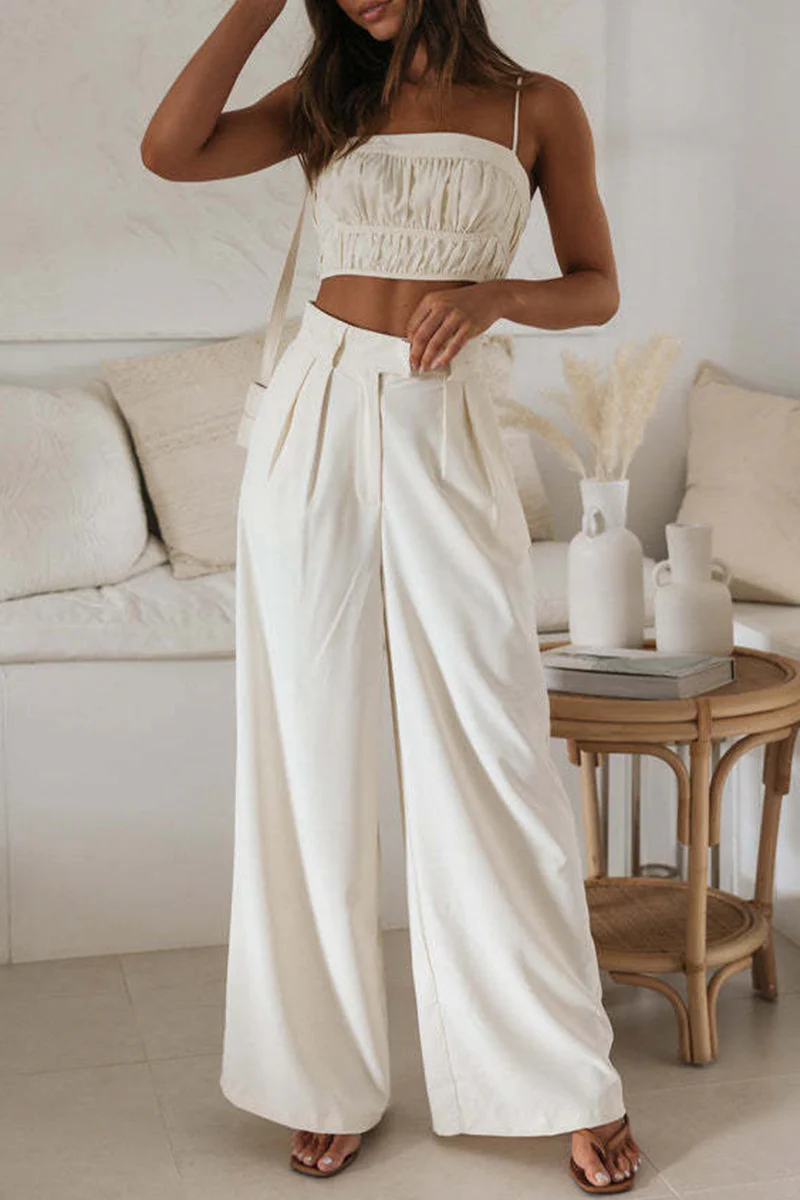 Sexy Solid Pocket Fold Strapless Sleeveless Two Pieces - Deanwangkt