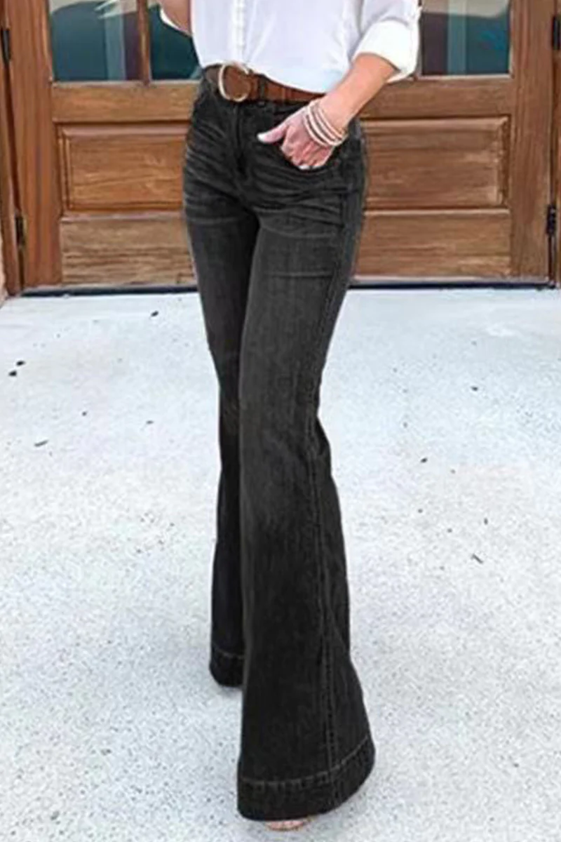 Casual Solid Patchwork Boot Cut Denim Jeans(3 Colors) - Deanwangkt