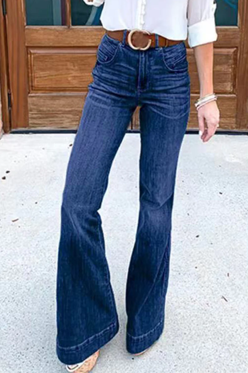 Casual Solid Patchwork Boot Cut Denim Jeans(3 Colors) - Deanwangkt
