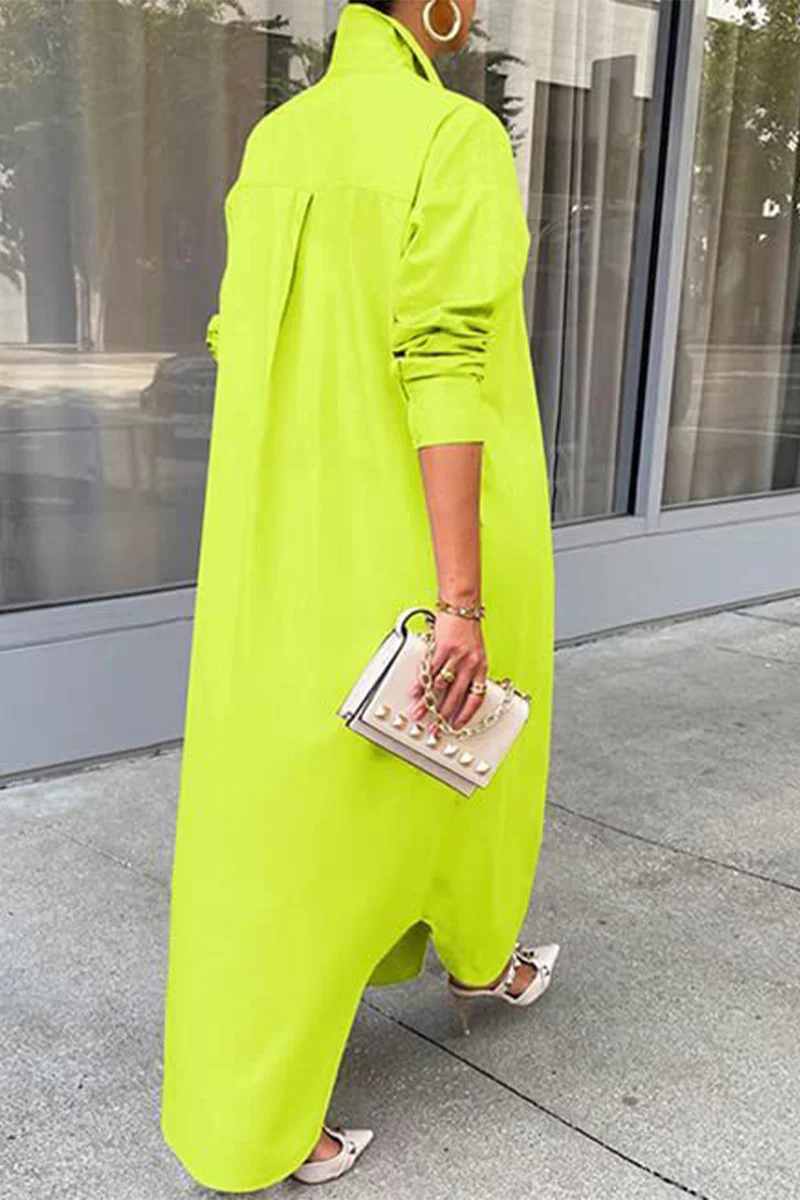 Casual Buttons Long Sleeve Shirt Dress Dresses(5 Colors) - Deanwangkt